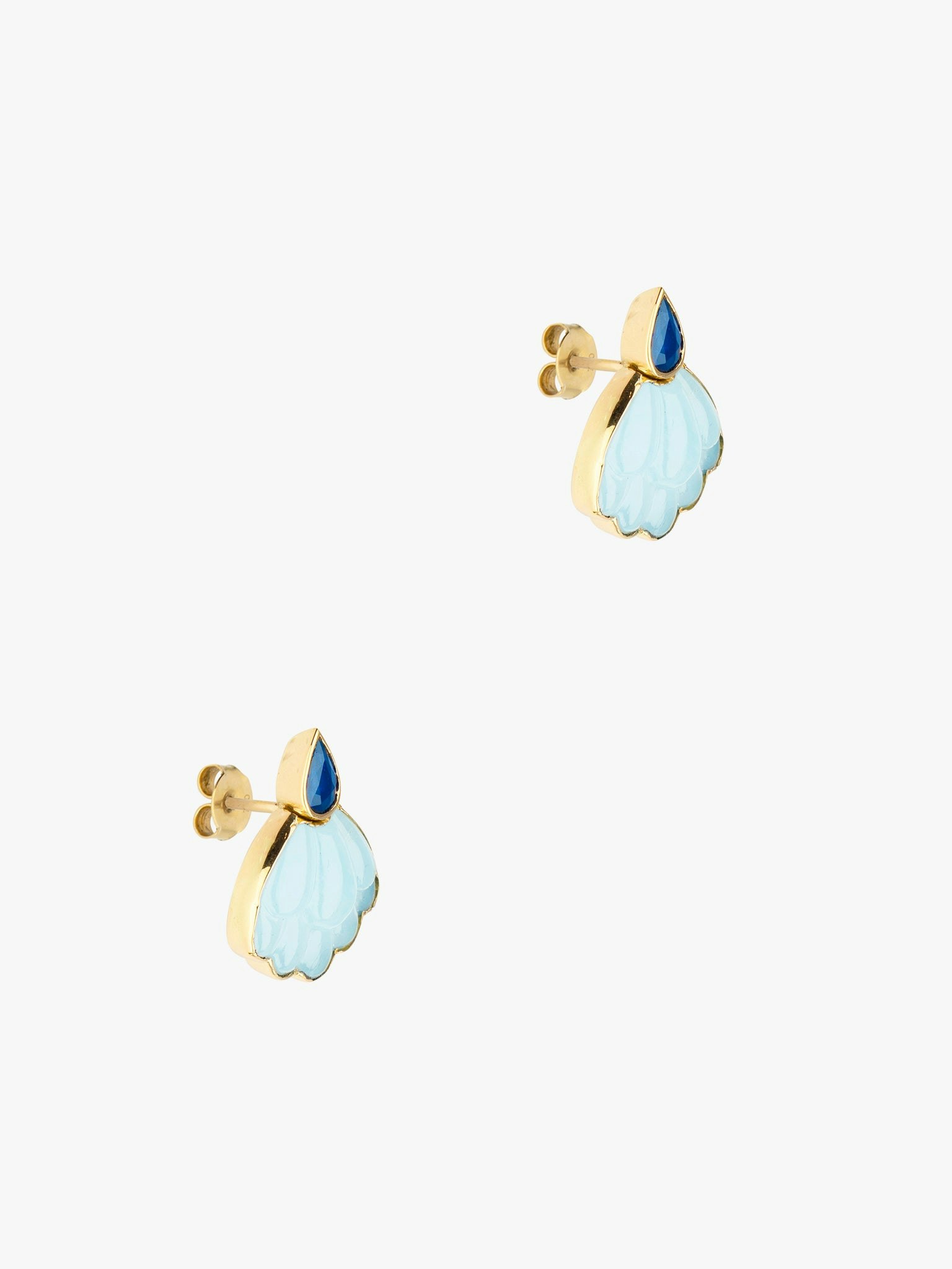 Lotus aquamarine stud earrings photo 3