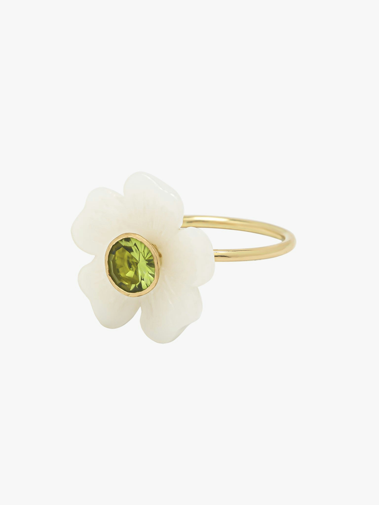 Opal and peridot small flower ring photo 1