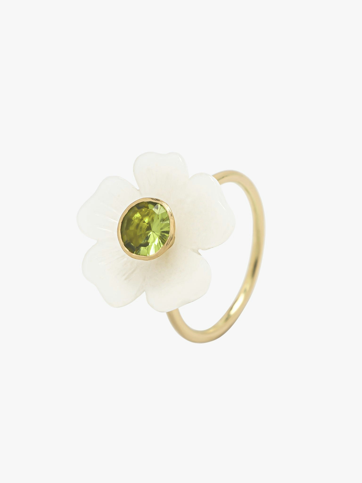 Opal and peridot small flower ring photo 3