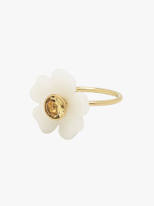 Opal and citrine small flower ring photo