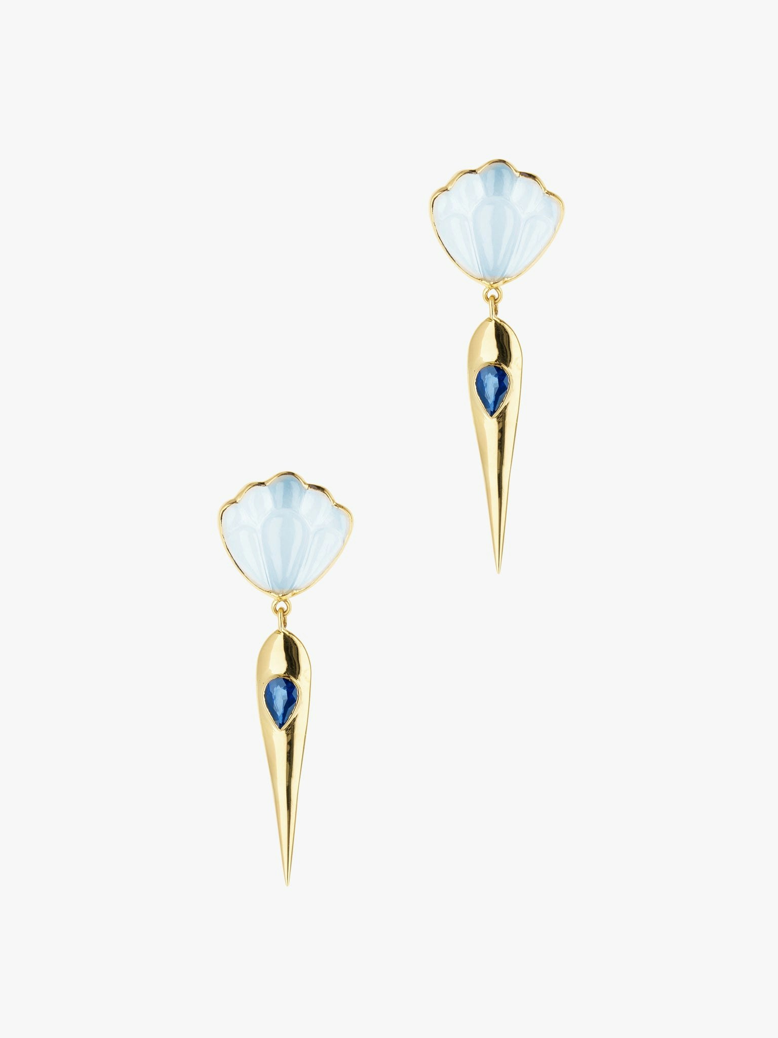 Lotus aquamarine drop earrings photo 1