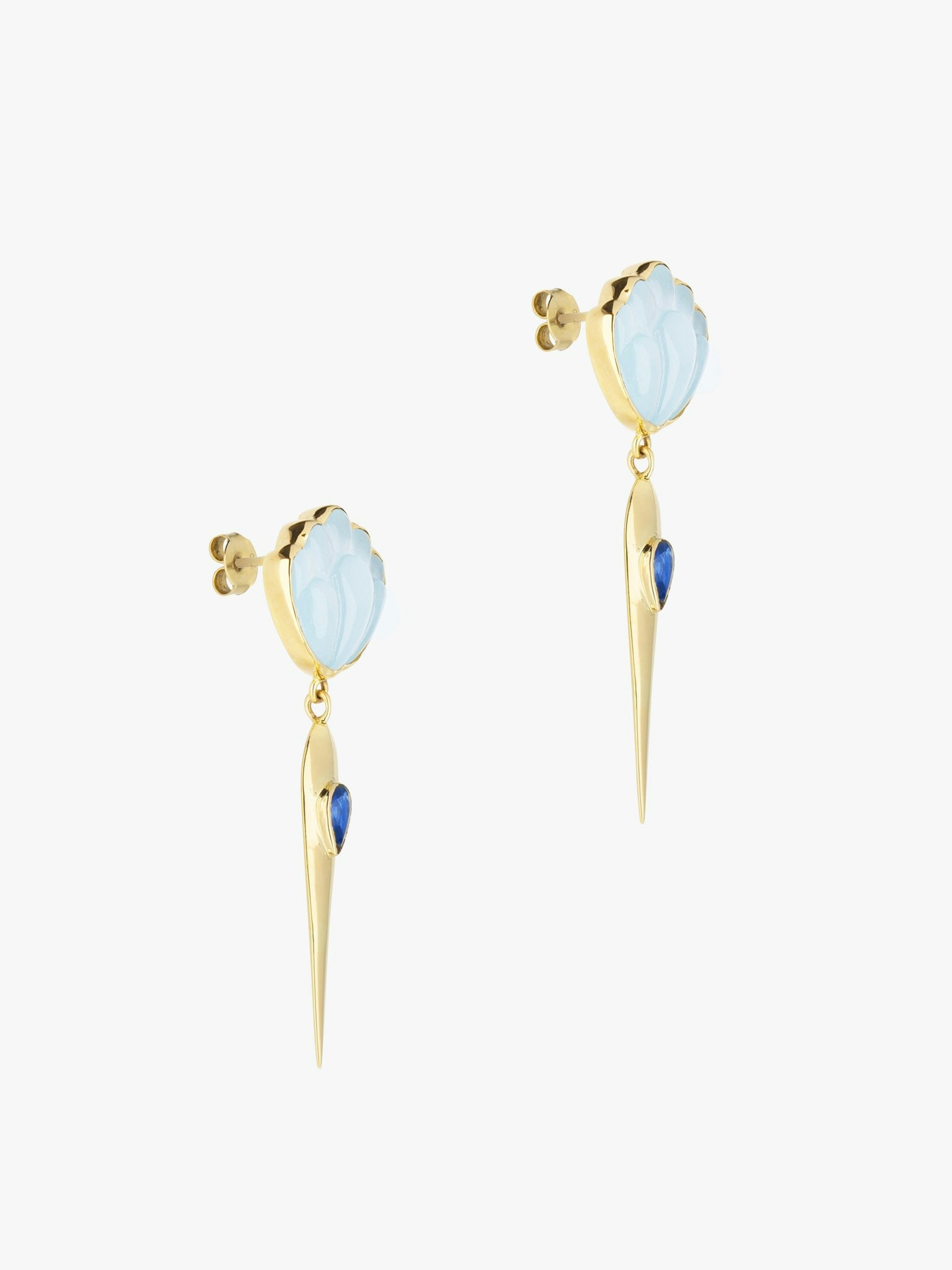 Lotus aquamarine drop earrings photo 3