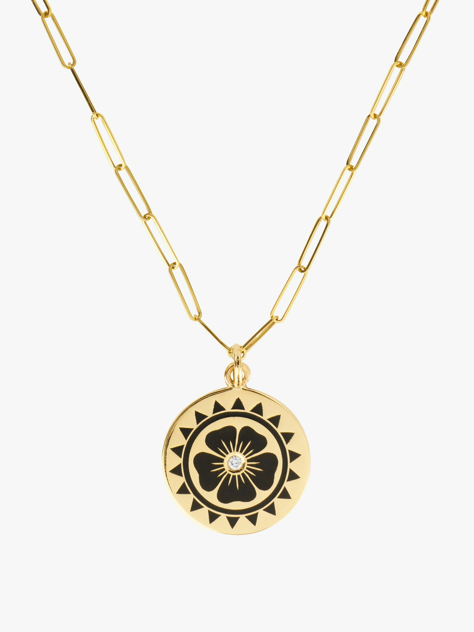 Enamel flower coin necklace photo 1