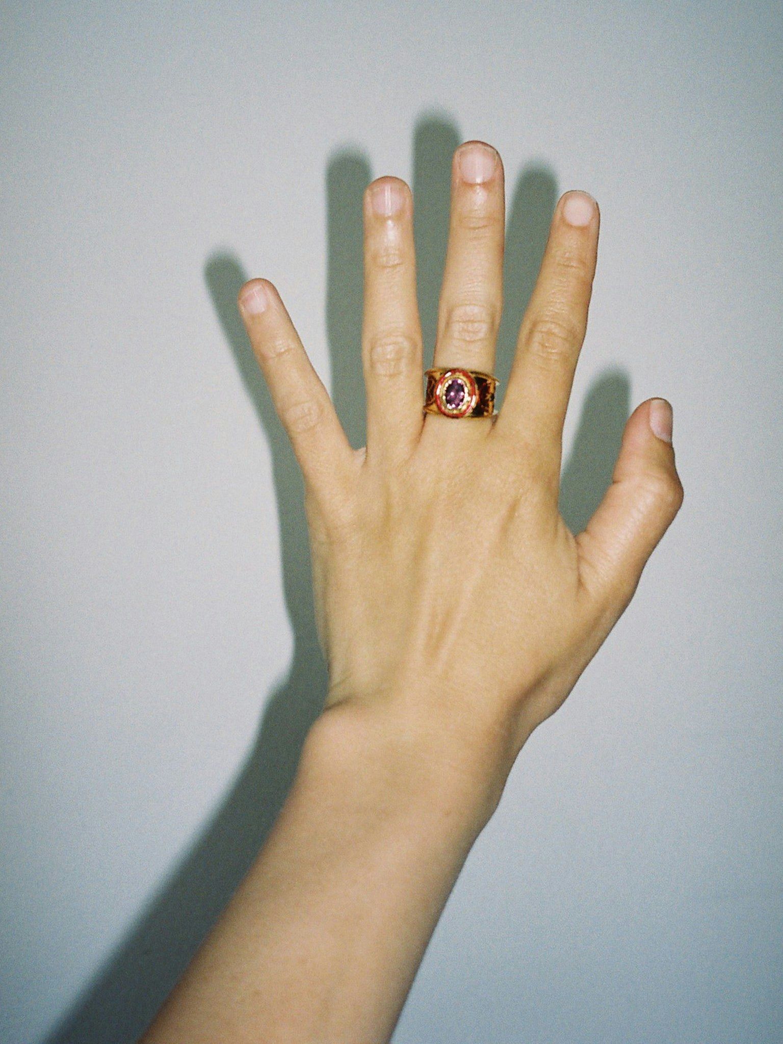 Ellipse carnation tourmaline ring photo 6