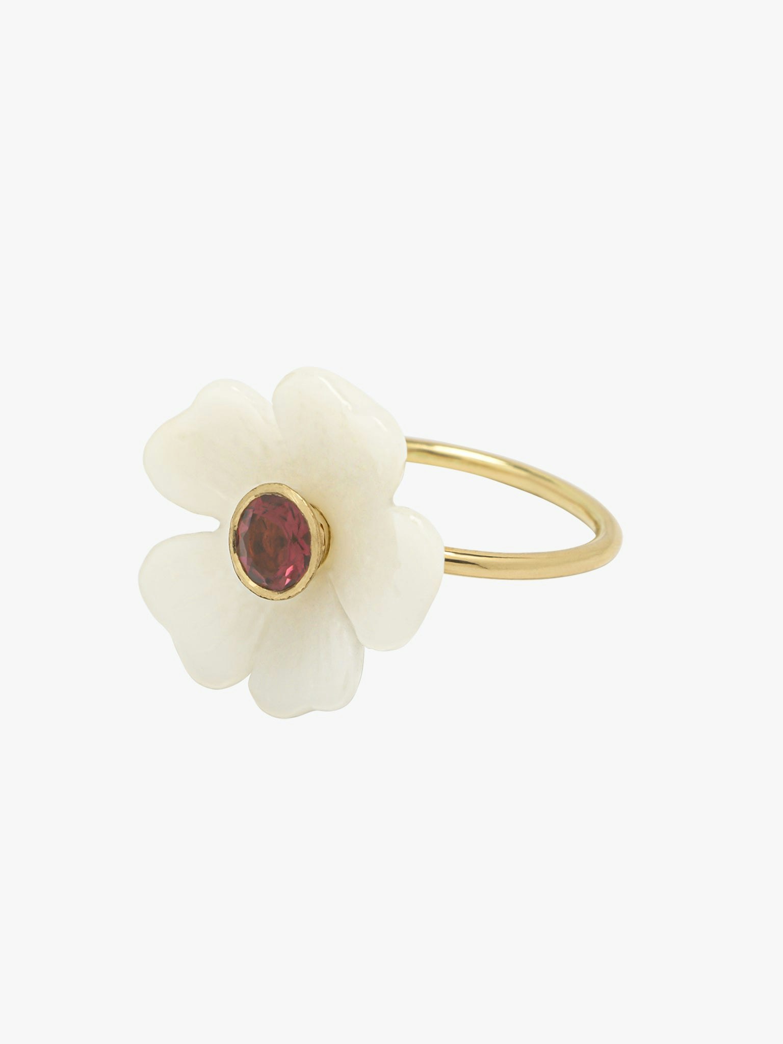 Opal and pink tourmaline small flower ring photo 1