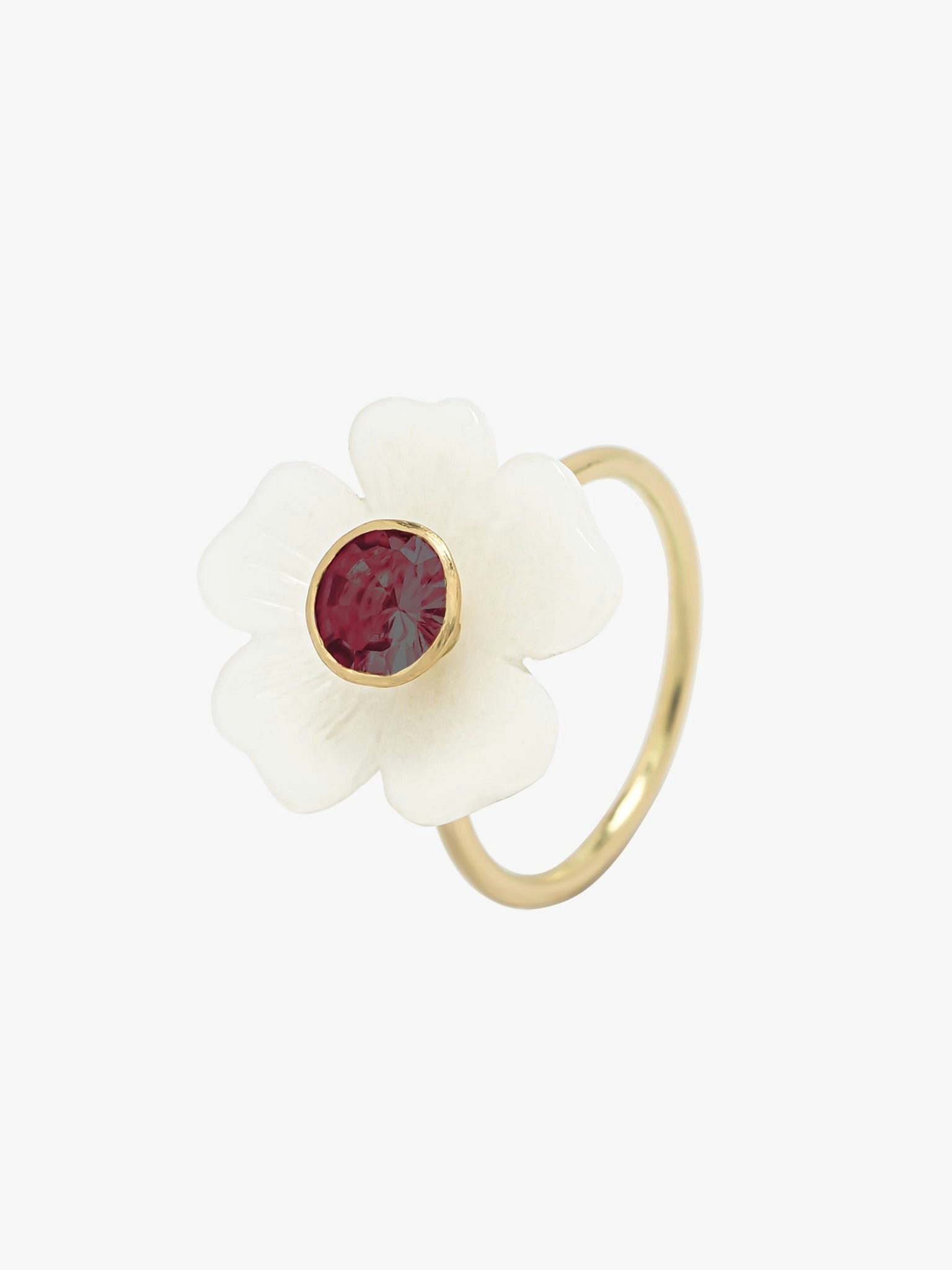 Opal and pink tourmaline small flower ring photo 3