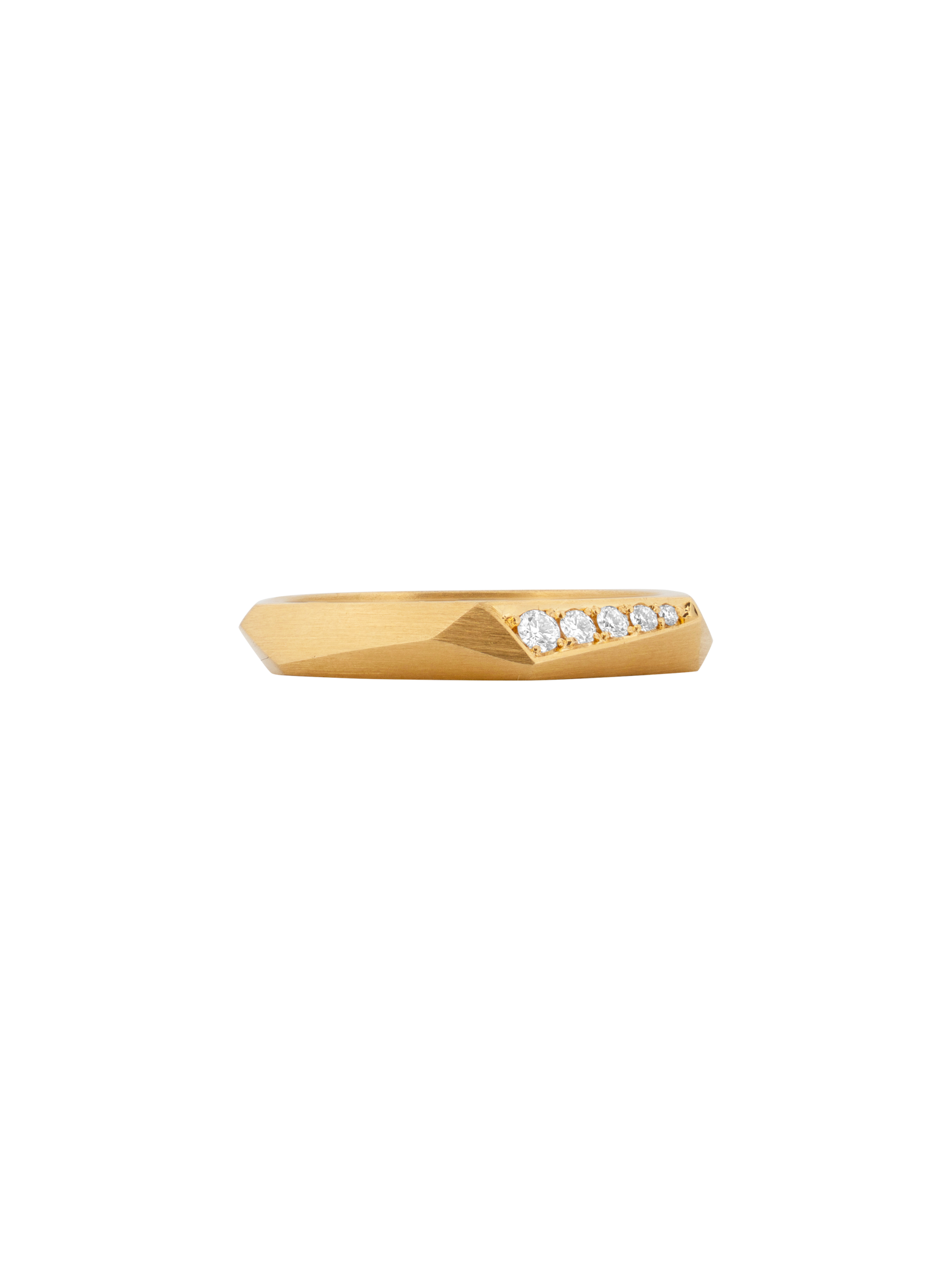 Thin facet ring with 5 diamonds photo 3