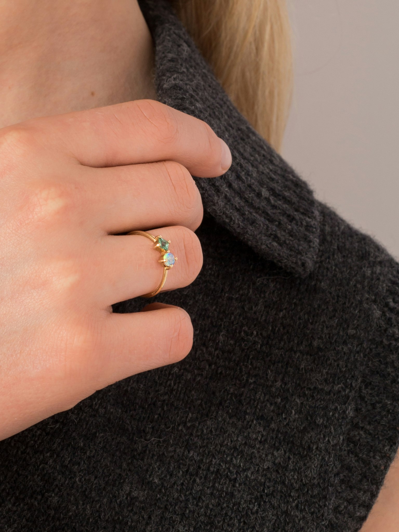 Tourmaline medium mosaic ring no.1 photo 2