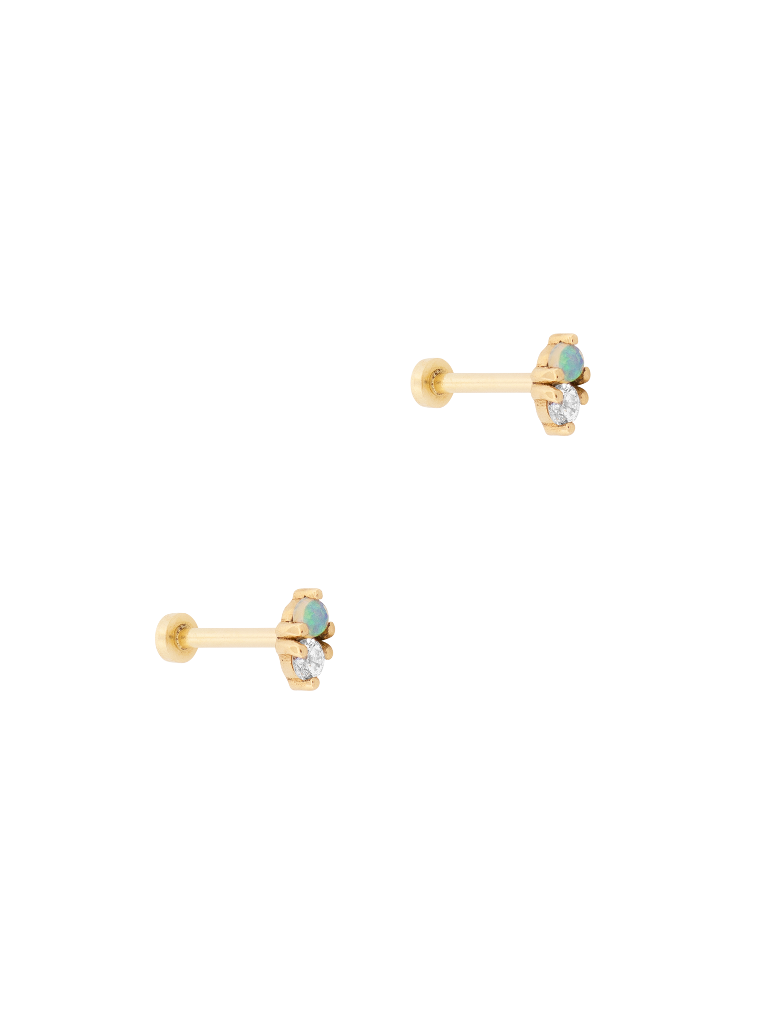 Two step opal and diamond piercing earrings photo 3