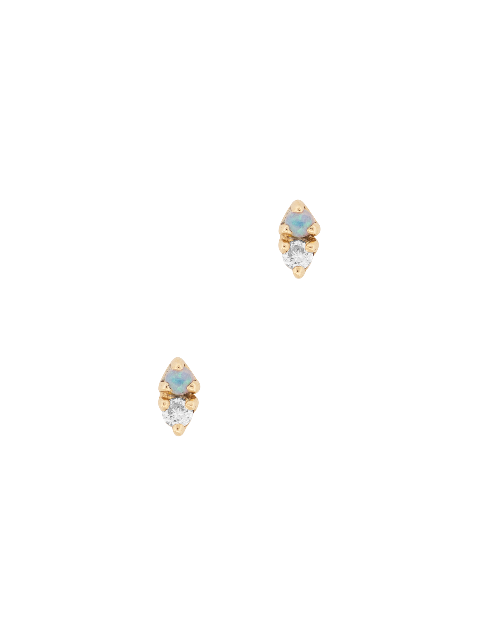 Two step opal and diamond piercing earrings photo 1