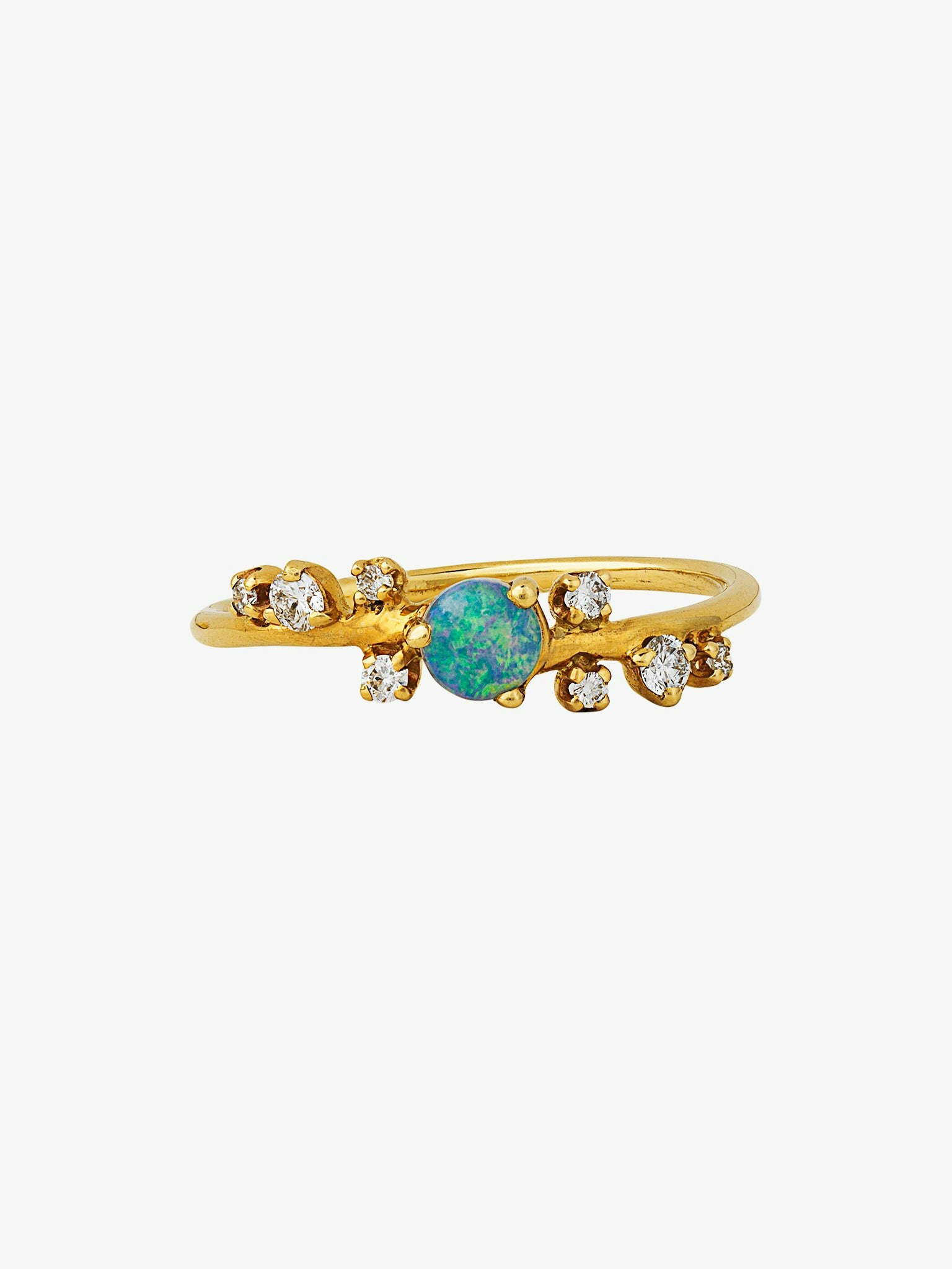 Organic crossover opal and diamond ring photo 1