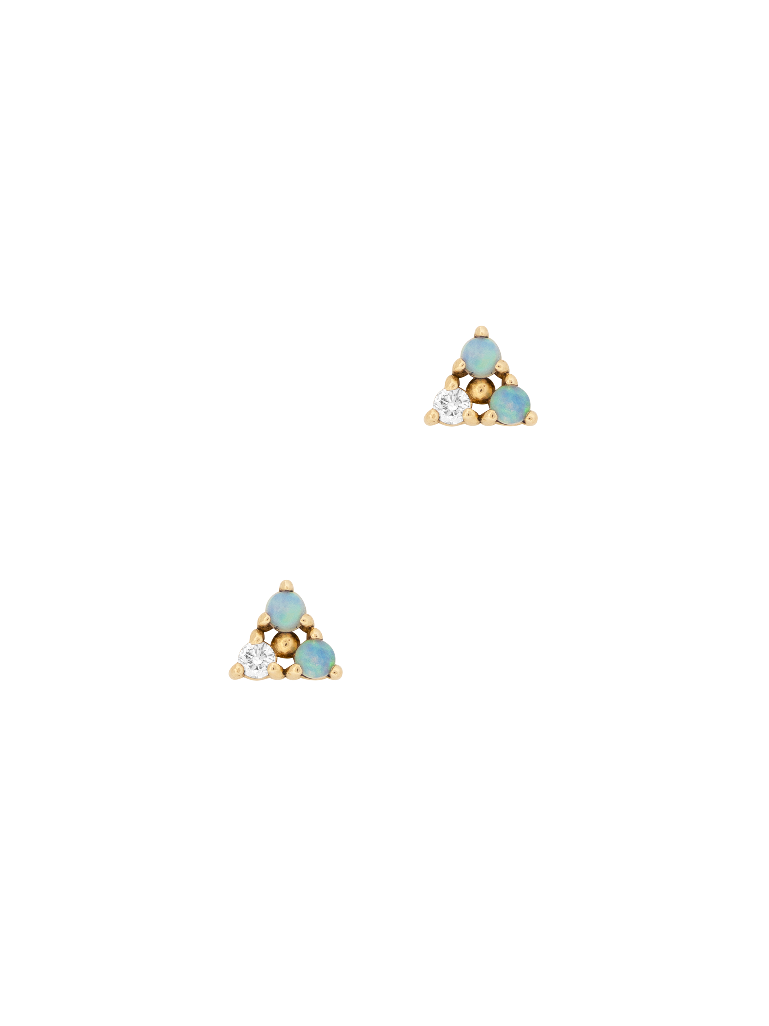 Tri-opal & diamond piercing earrings photo 1