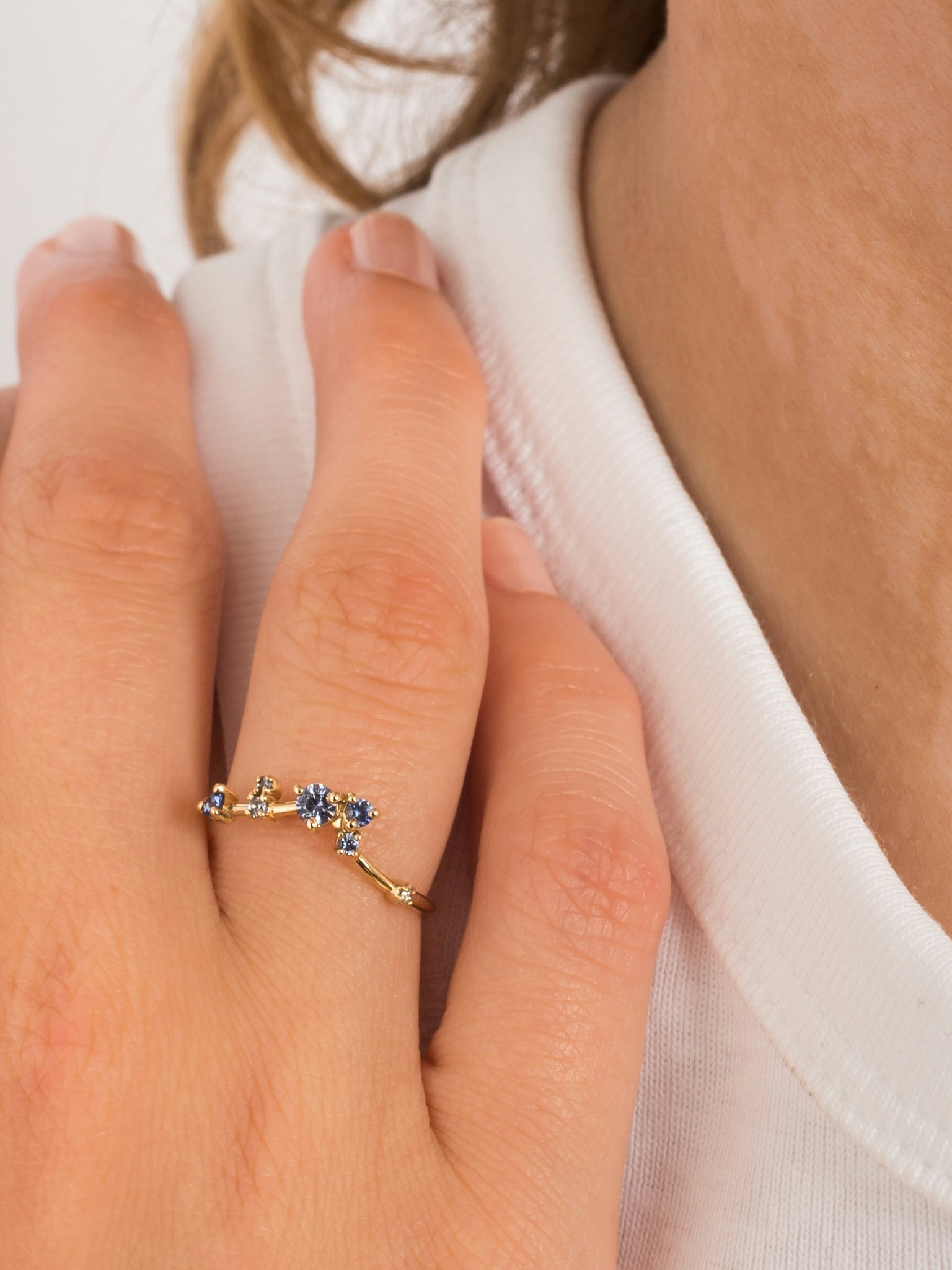 Sapphire organic triangle ring photo 2