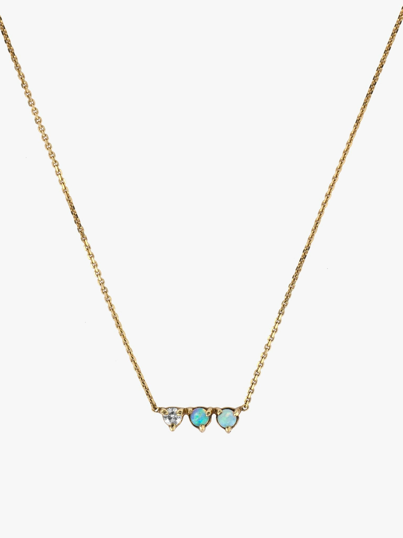 Three points opal and diamond necklace photo 1