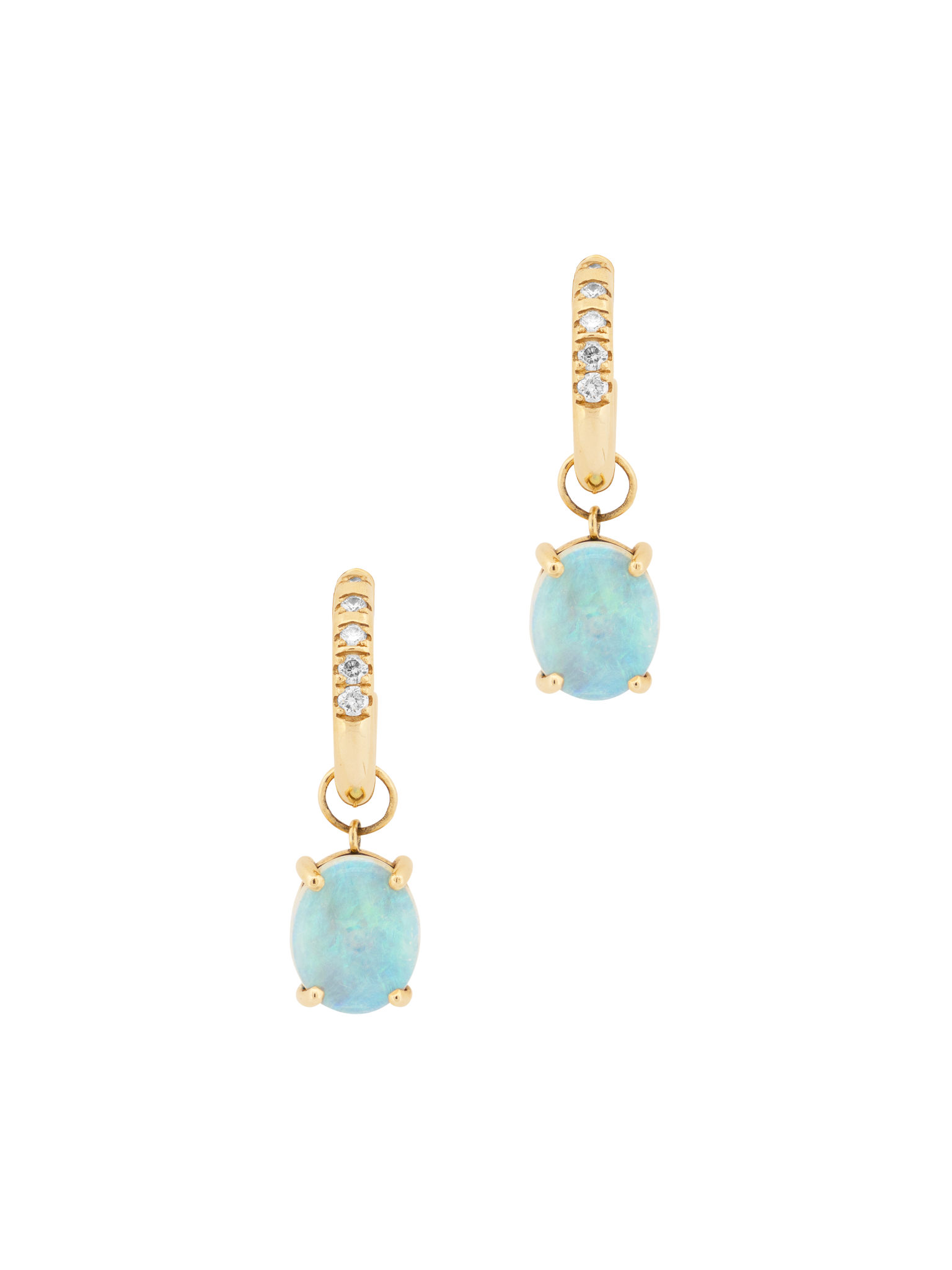Graduated pavé diamond hoops with opals photo 1