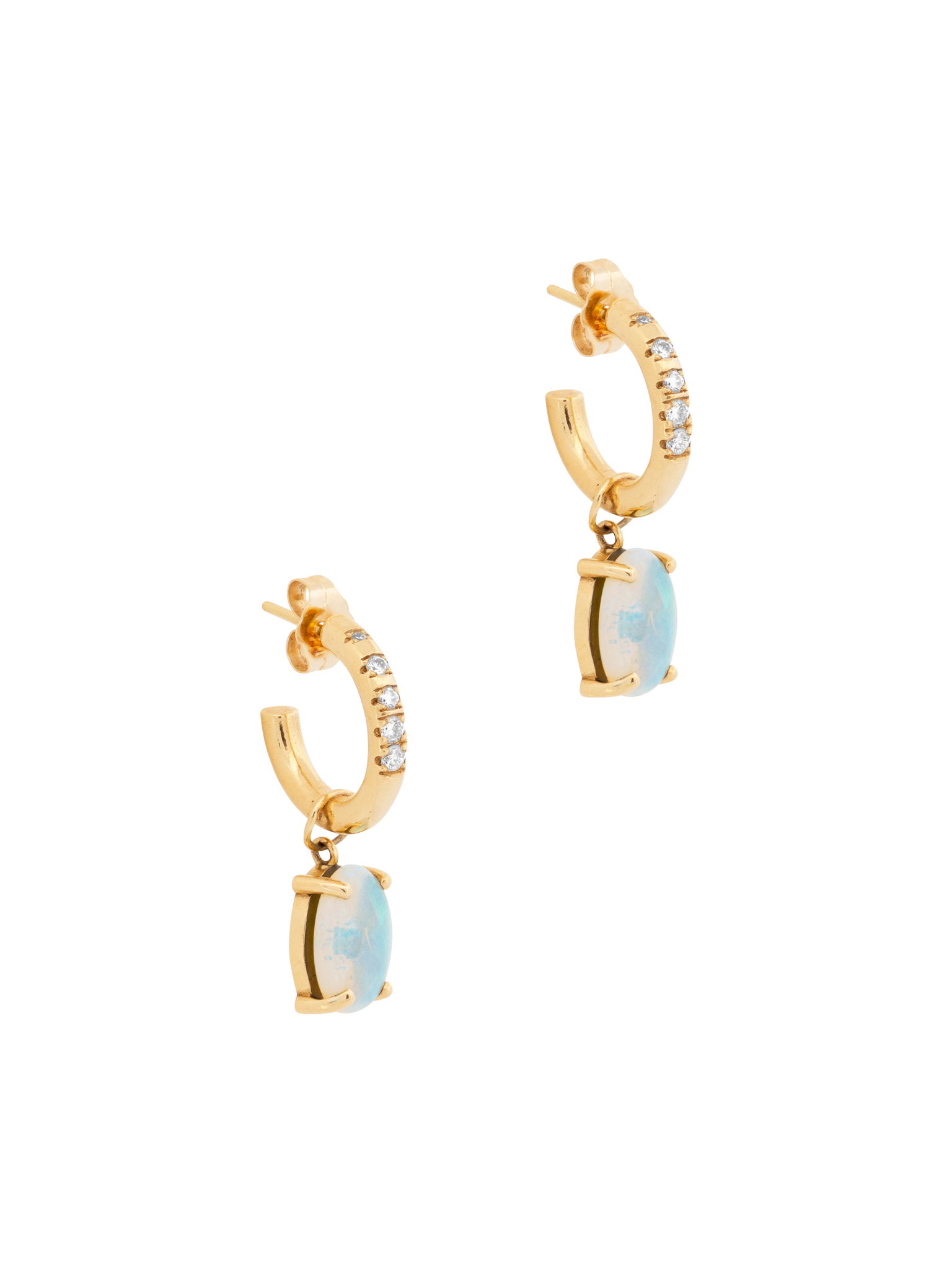Graduated pavé diamond hoops with opals photo 3