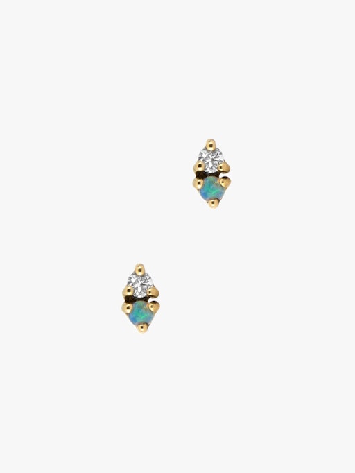 Two step opal and diamond earrings photo