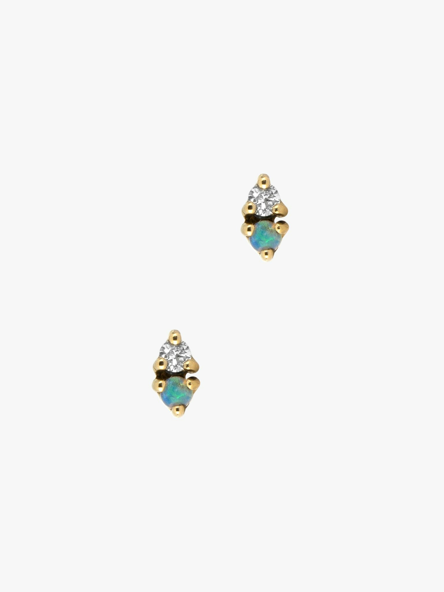 Two step opal and diamond earrings photo 1