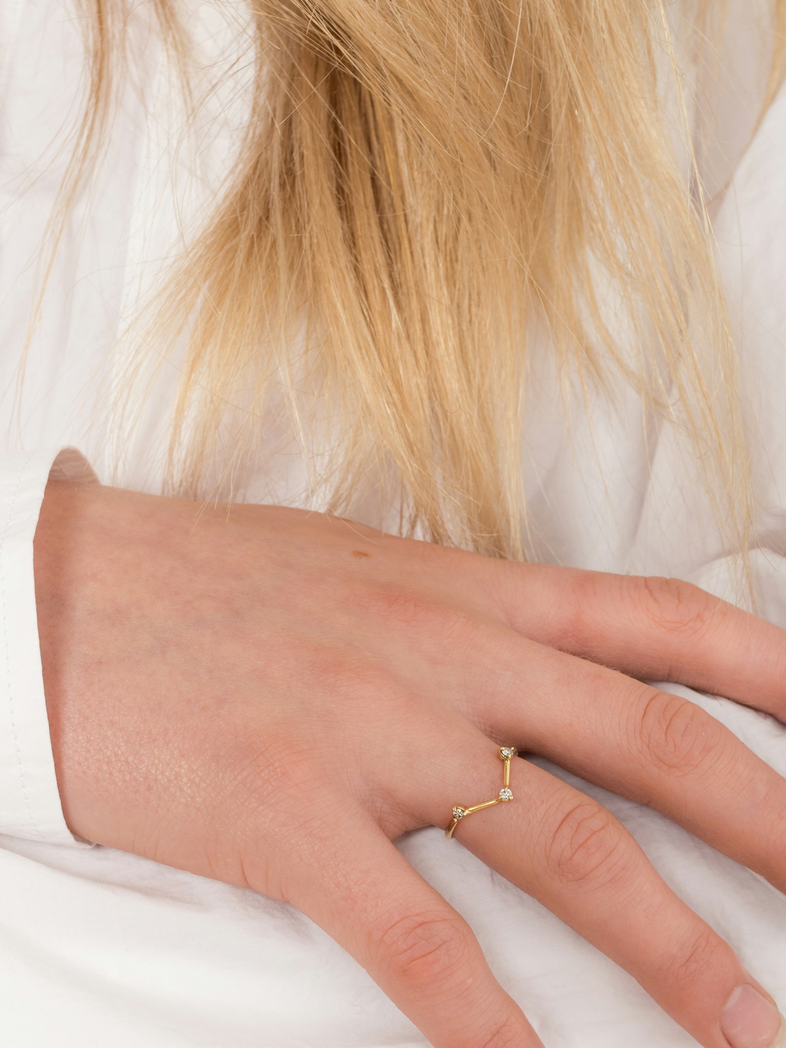 Diamond three step triangle ring photo 5