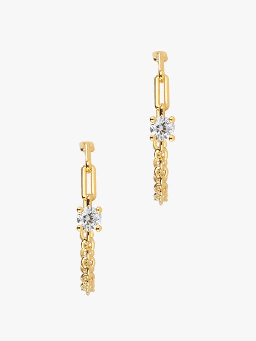 Diamond mixed-chain hoop earrings photo