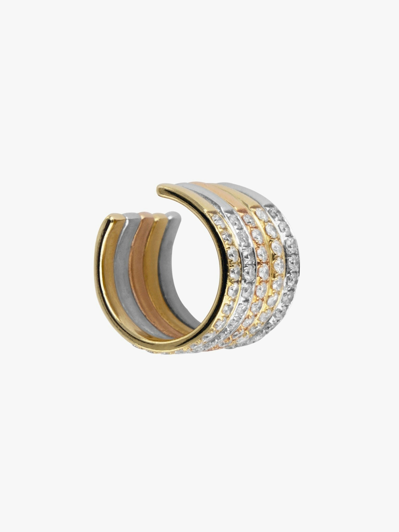 Five ring diamond and gold ear cuff photo 1