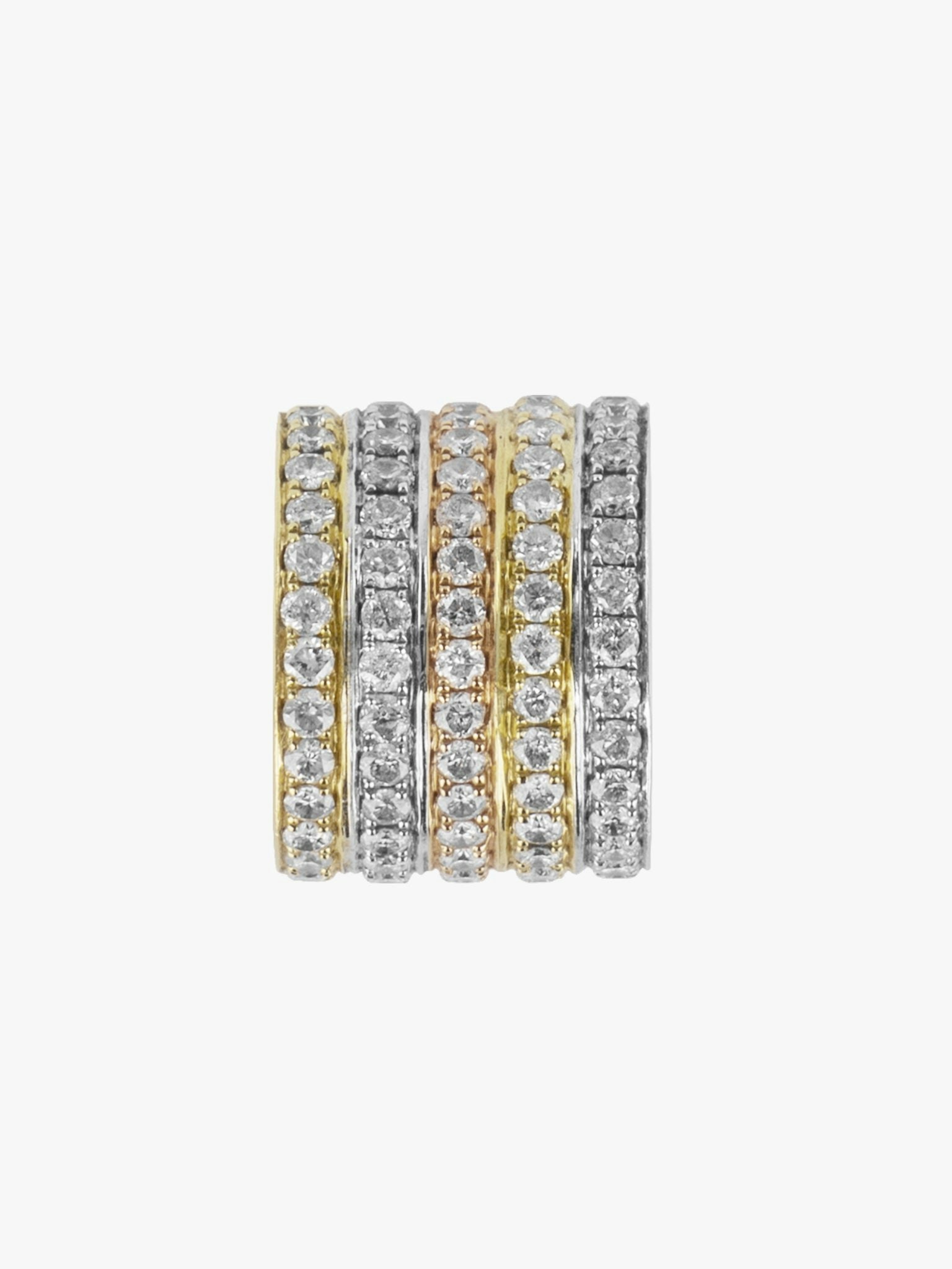 Five ring diamond and gold ear cuff photo 3