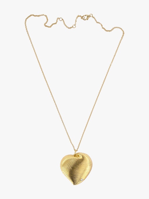 Diamond and gold heart pendant necklace photo