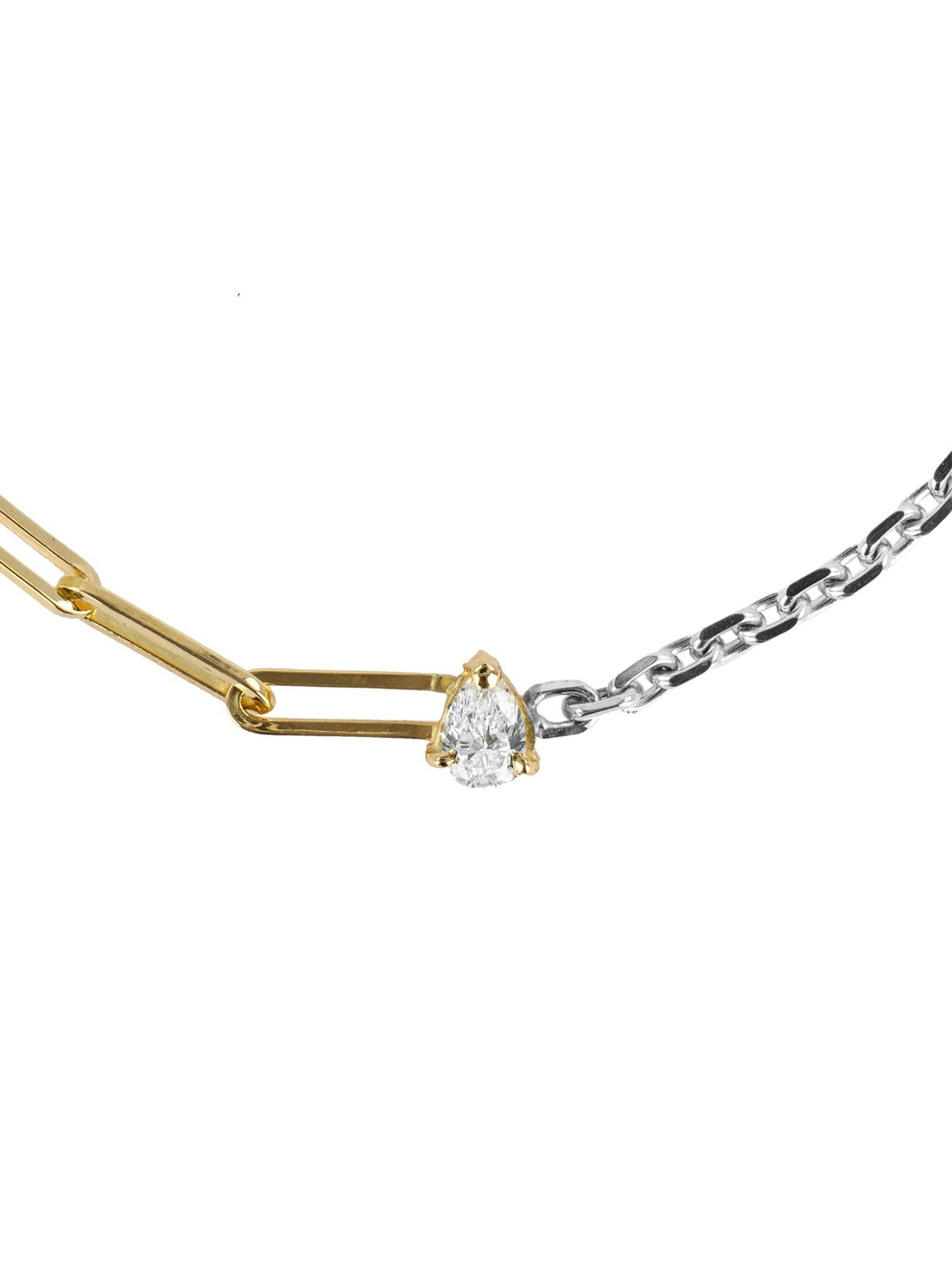 Two tone maxi pear-shape diamond mixed-chain bracelet photo 3